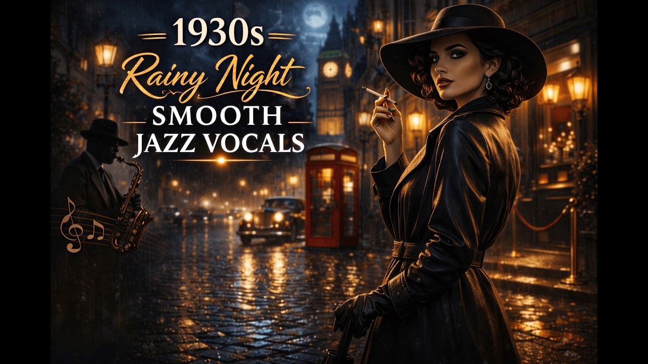 1930s Rainy Night Smooth Jazz Vocals 🌙 Vintage Lounge Ambience | Classic Jazz for Relaxing Nights