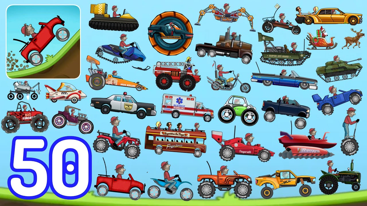 Hill Climb Racing-(Gameplay 50)-Todos Los Autos En Campo