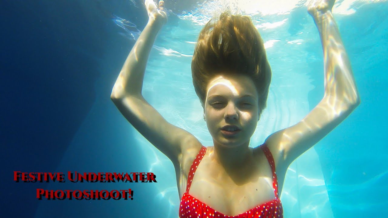 Underwater Photoshoot in Red and white polka dot retro costume. #gopro #underwaterphotography
