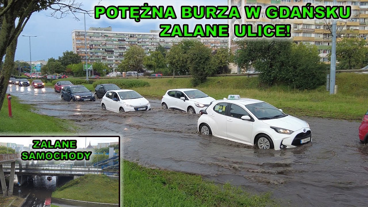 POTĘŻNA BURZA W GDAŃSKU, ZALANE ULICE!