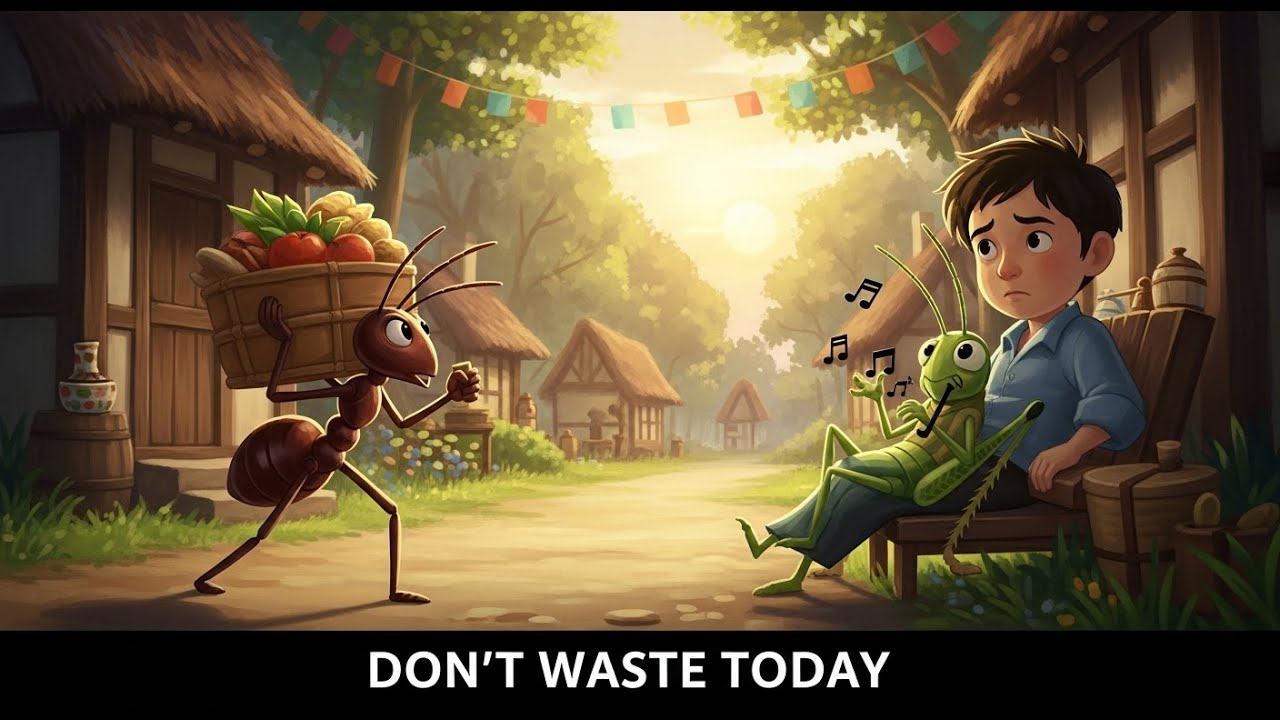 Don’t Waste Today ⭐ Ant and Grasshopper Motivational Story with Life Lesson  Moral Story in English