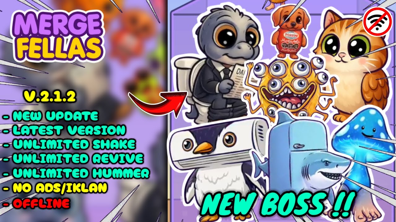 Merge Fellas MOD Apk v2.1.2 New Update - Unlimited Shake, Revive, Hummer | New Boss 😱