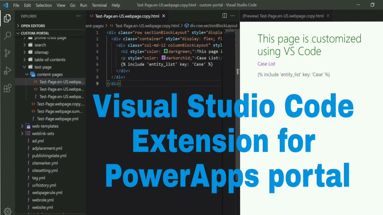 Visual Studio Code Extension for PowerApps Portal | Power Apps CLI with Portals
