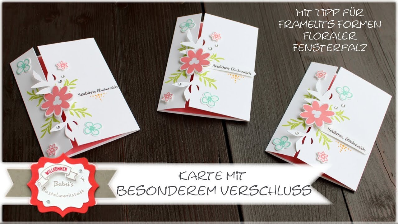 Karte mit besonderem Verschluss - Bouquet Blooms - Framelits Florarer Fensterfalz - Stampin´Up!
