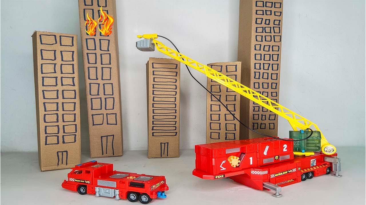 Camion de bomberos Mattel Hot Wheels Mega-Rig Fire Truck camion transformable Matchbox