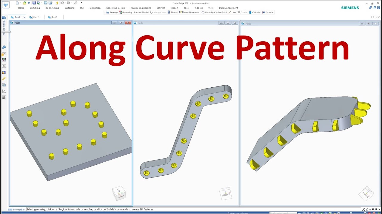 Solid Edge Tutorials #21 | How to use Along Curve Pattern