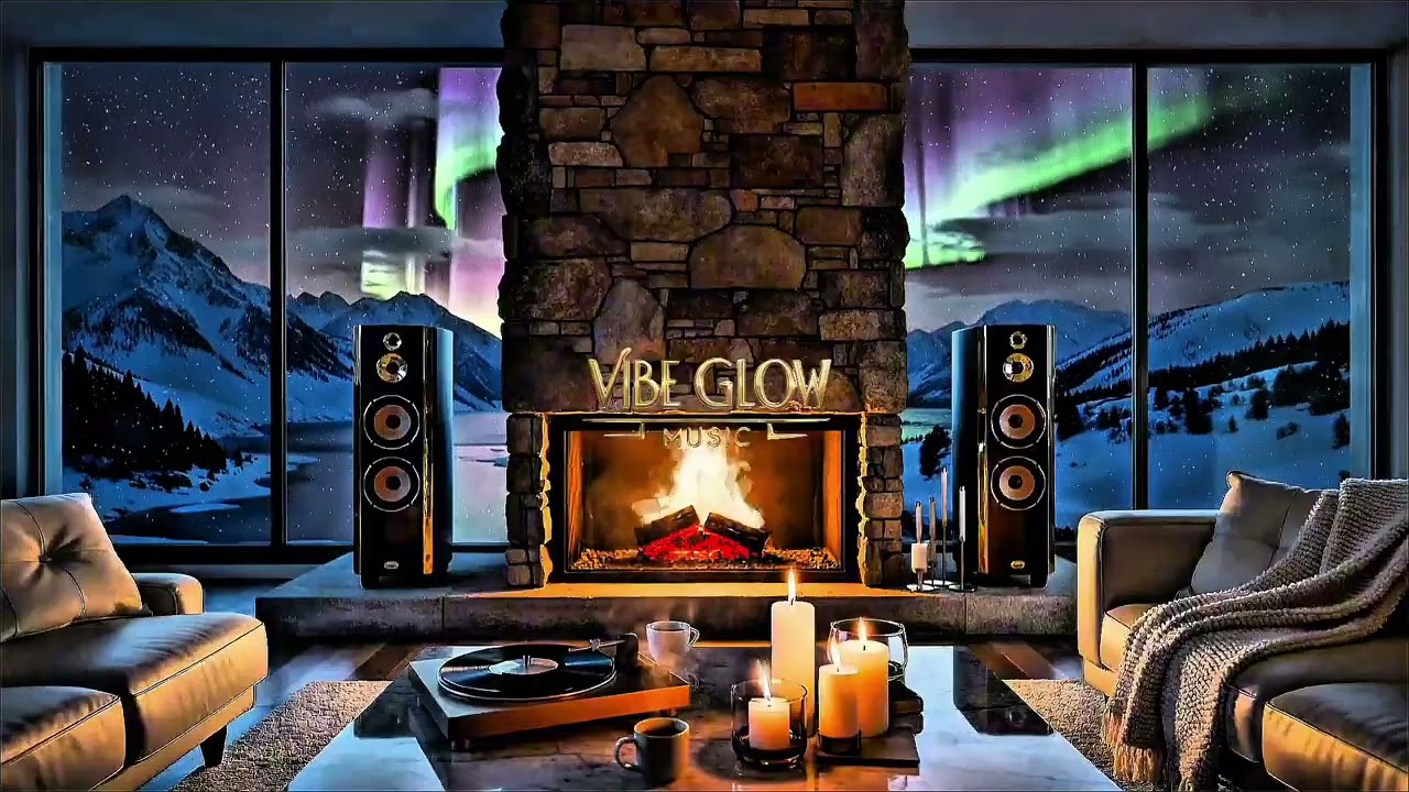 Cozy Jazz &bull; Smooth Saxophone & Snowy Lake Fireplace (10 Hours)