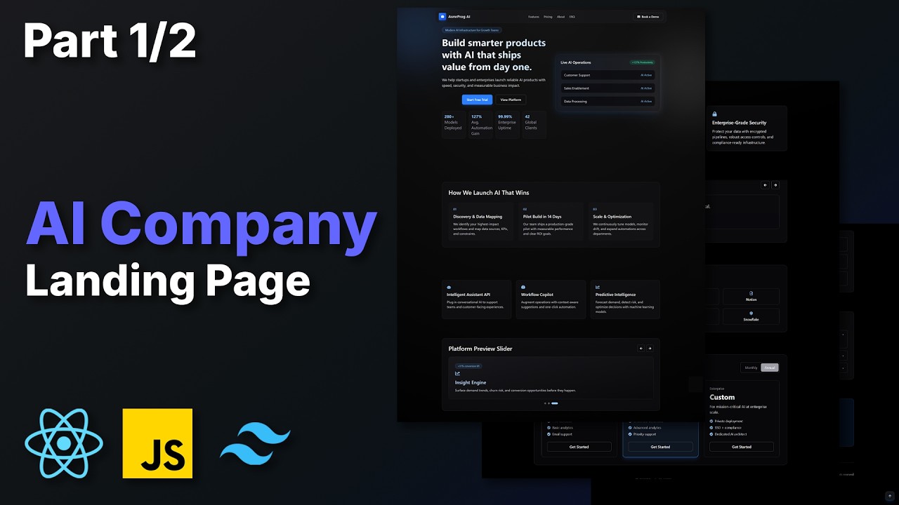 Design an AI Landing Page from Scratch using React & Tailwind CSS (Part 1)