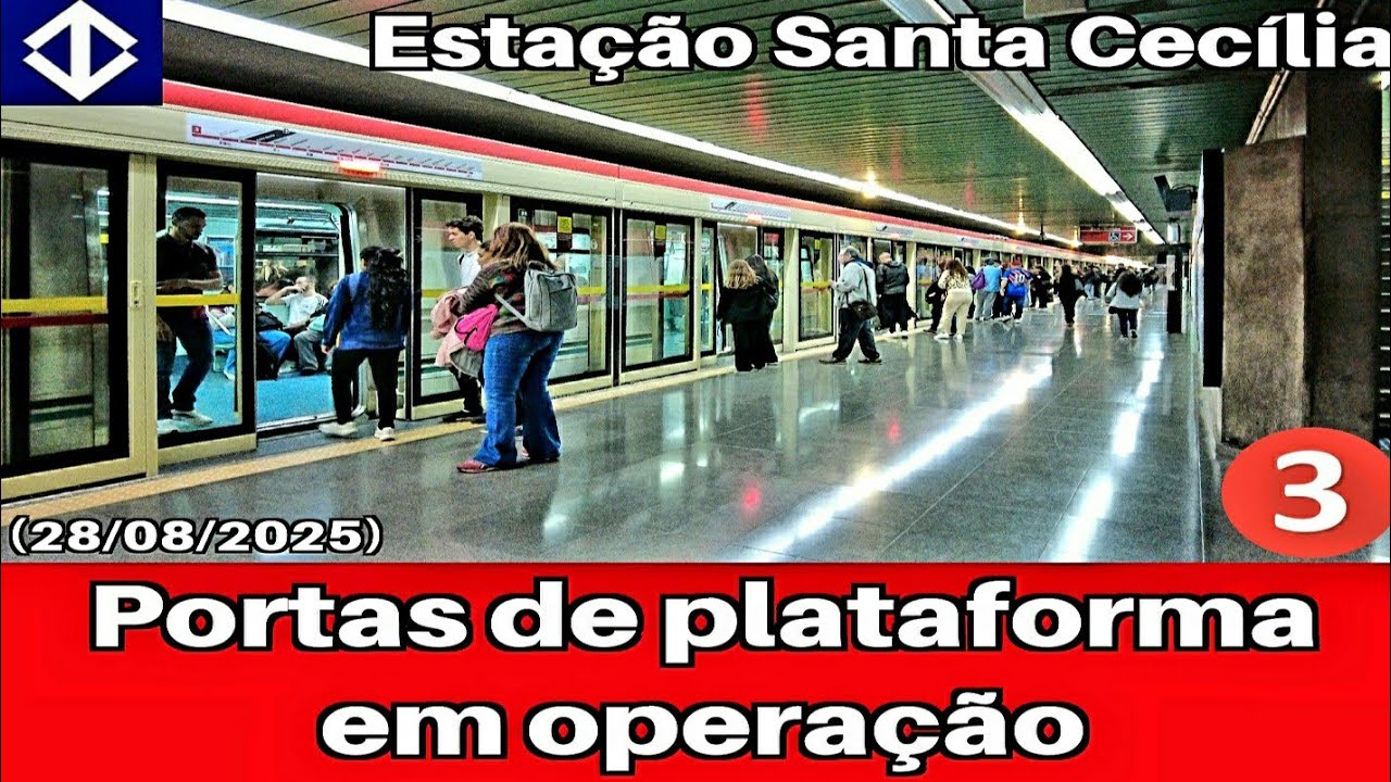 Metrô SP | Portas de plataforma da estação Santa Cecília em operação - linha 3-Vermelha