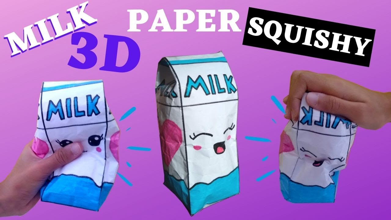 COMO FAZER PAPER SQUISHY CAIXA DE LEITE 3D PASSO A PASSO!!