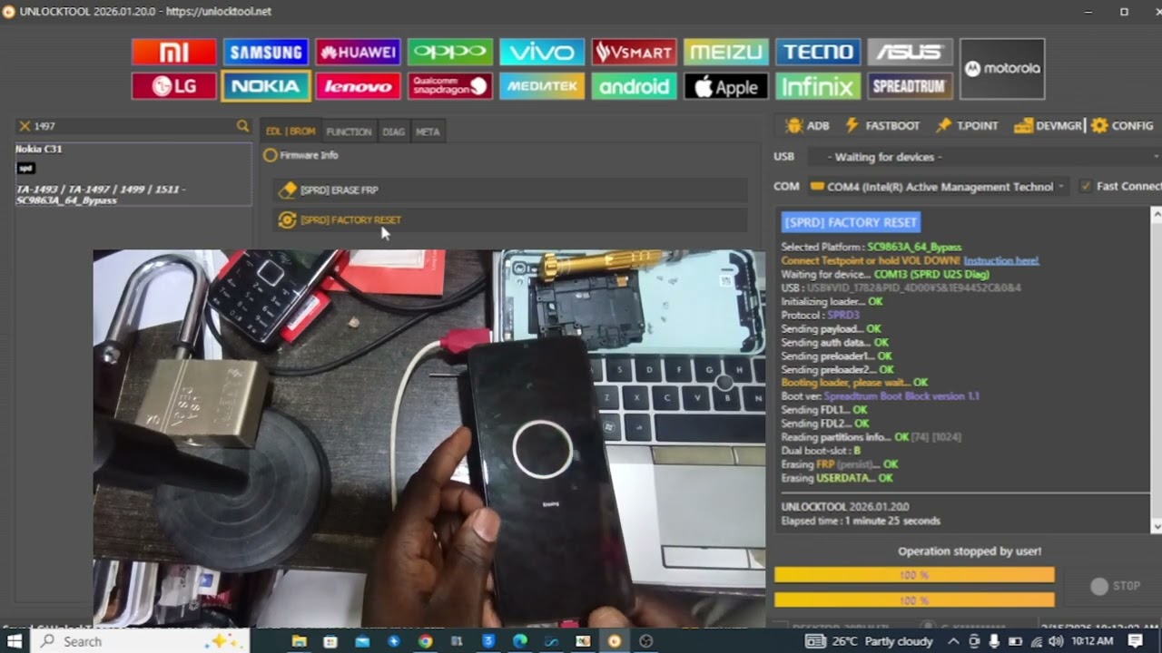 Nokia C31 ta-1497 pin&frp lock 🔐 reset with unlocktool 