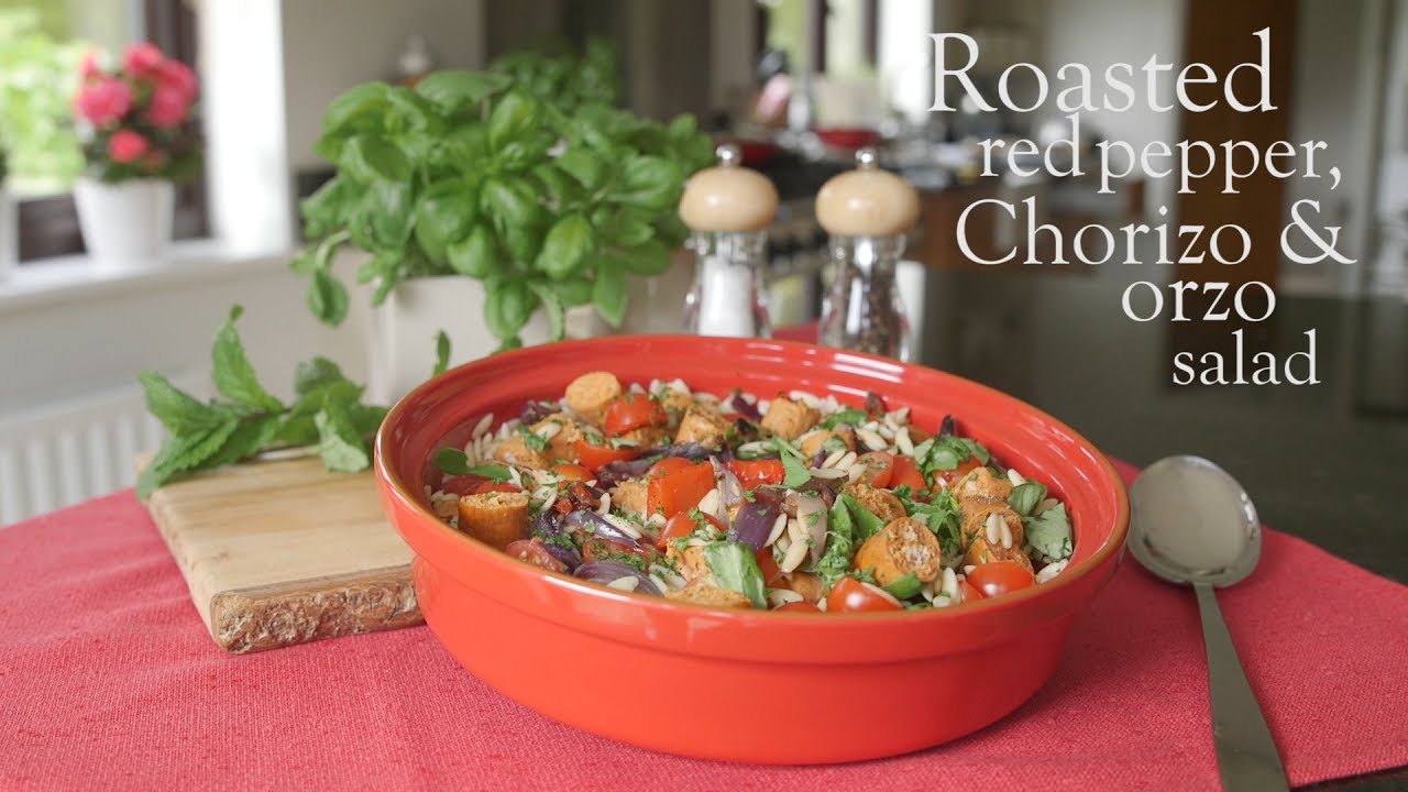 Slimming World Syn-free Roasted red pepper, chorizo and orzo salad recipe - Free