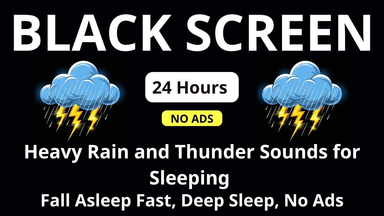 Heavy Rain and Thunder Sounds for Sleeping – Fall Asleep Fast, Deep Sleep, No Ads