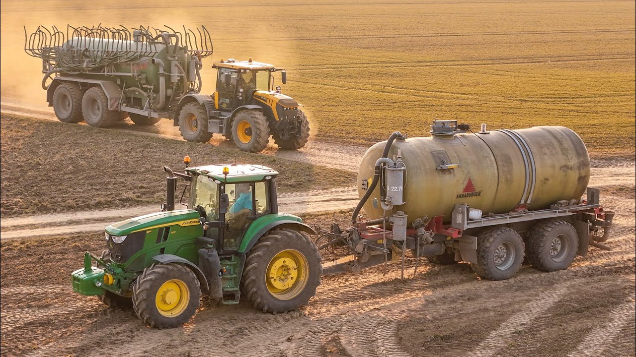 První Jarní výjezd do pole  |JCB Fastrac 4220 + Wienhoff |Aplikace Kejdy |Nový John Deere 6M 180