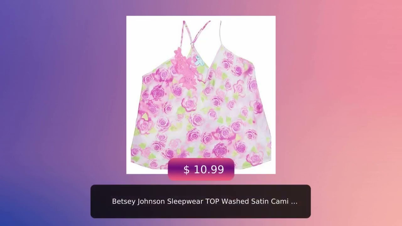 Betsey Johnson Sleepwear TOP Washed Satin Cami Rose L