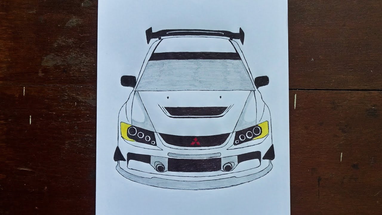 Cara menggambar mobil MITSUBISHI LANCER EVOLUTION 4 - how to draw a MITSUBISHI LANCER EVOLUTION 4