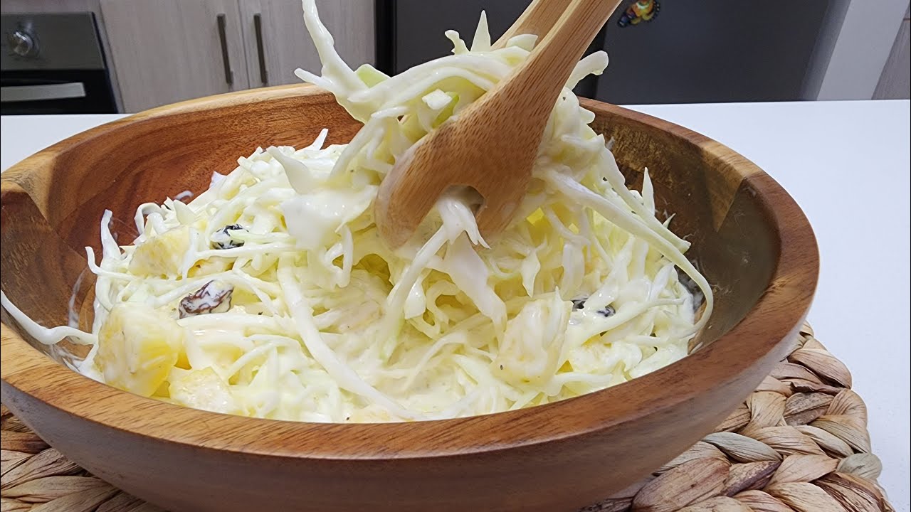 RECETA  DE ENSALADA DE REPOLLO Y PIÑA - MUY FÁCIL Y DELICIOSA