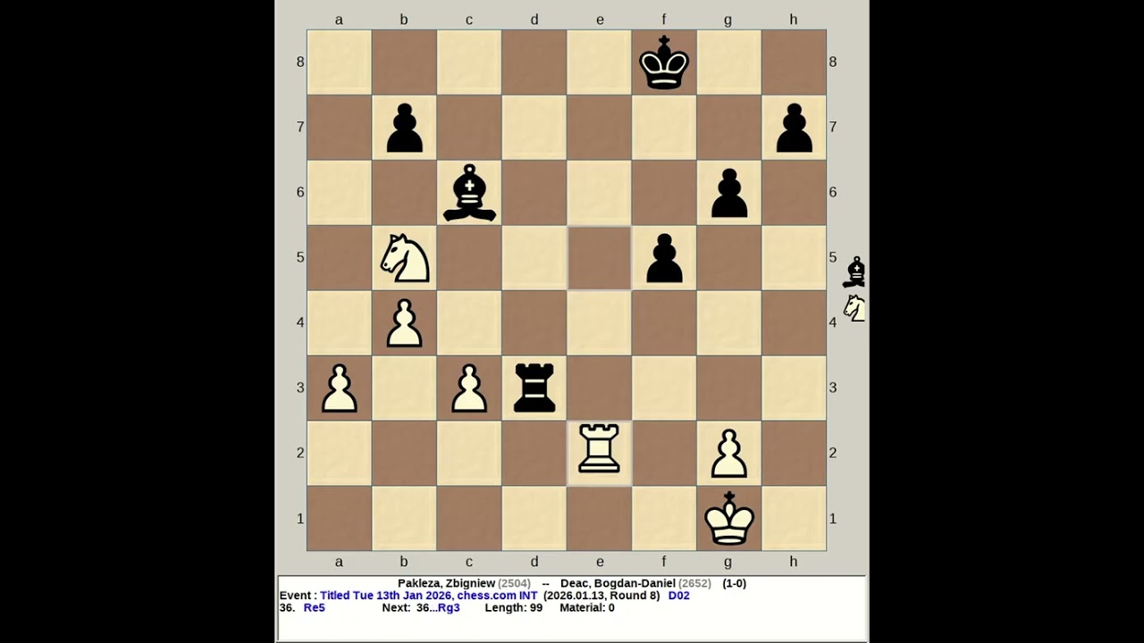 Pakleza, Zbigniew vs Deac, Bogdan Daniel | Titled Tuesday 13th January 2026, chess com INT