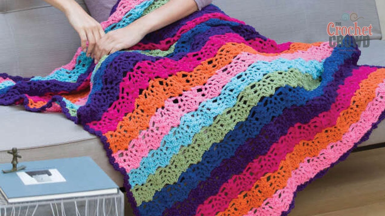 Crochet Pineapple Stitch Rainbow Throw