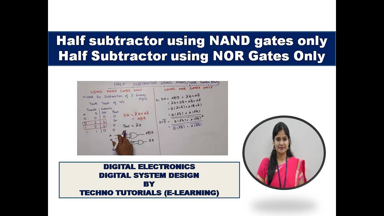 Half subtractor using NAND Gates | Half subtractor using NOR gates only | AKTU 2021-22 | question1.d
