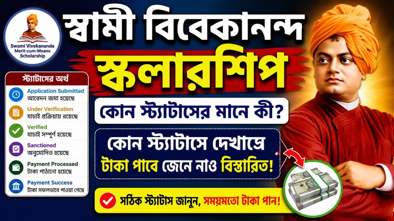 SVMCM Scholarship 2025-26 status check| Swami Vivekananda Scholarship Status Check|Svmcm Update 2026