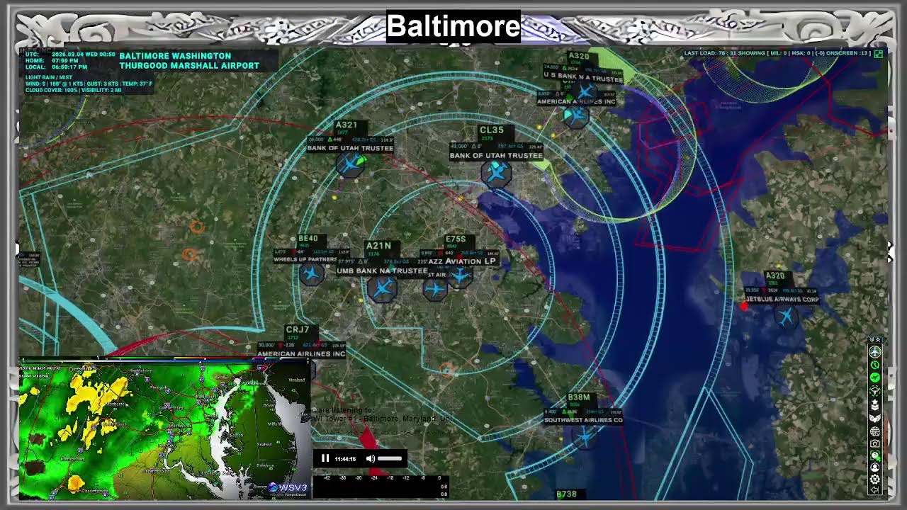 KBWI | SkyGlass Real-Time Air Traffic Radar • LiveATC Audio • Ambient Aviation