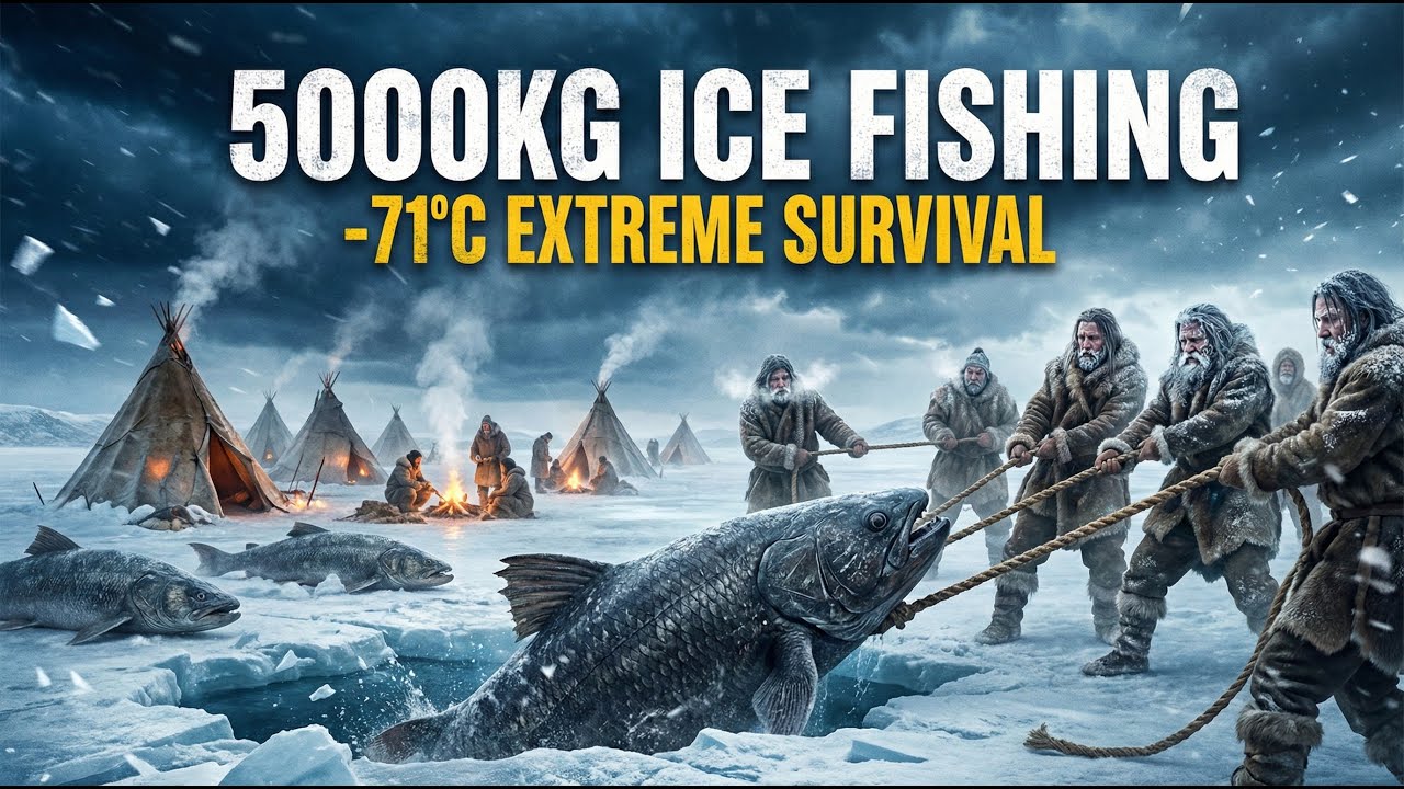 5000kg Ice Fishing Feast in −71°C Frozen North America | Feeding an Entire Tribal Village