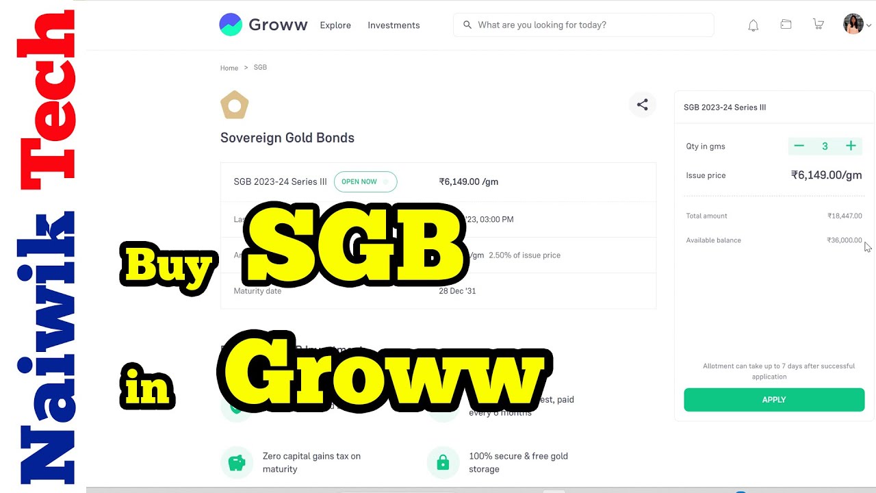How to buy SGB  from Groww website