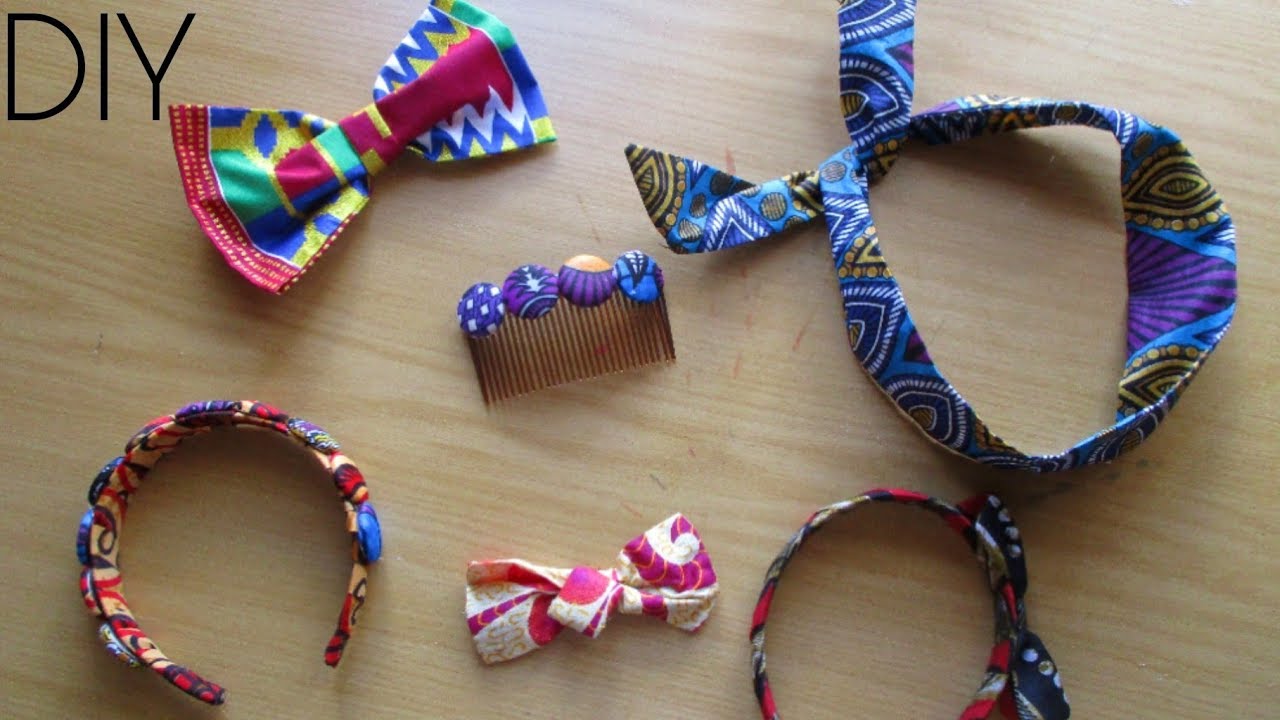 DIY African Print HAIR Accessories- 4 IDEAS!