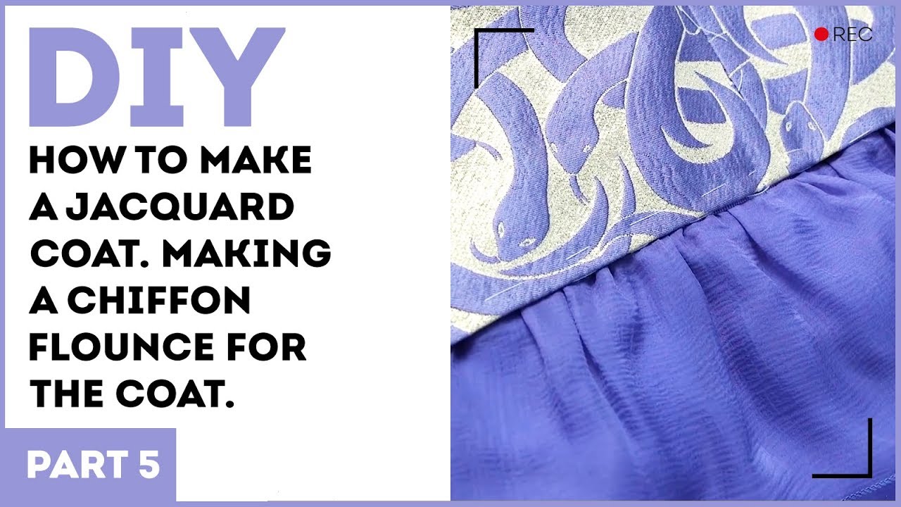DIY: How to make a jacquard coat. Making a chiffon flounce for the coat.
