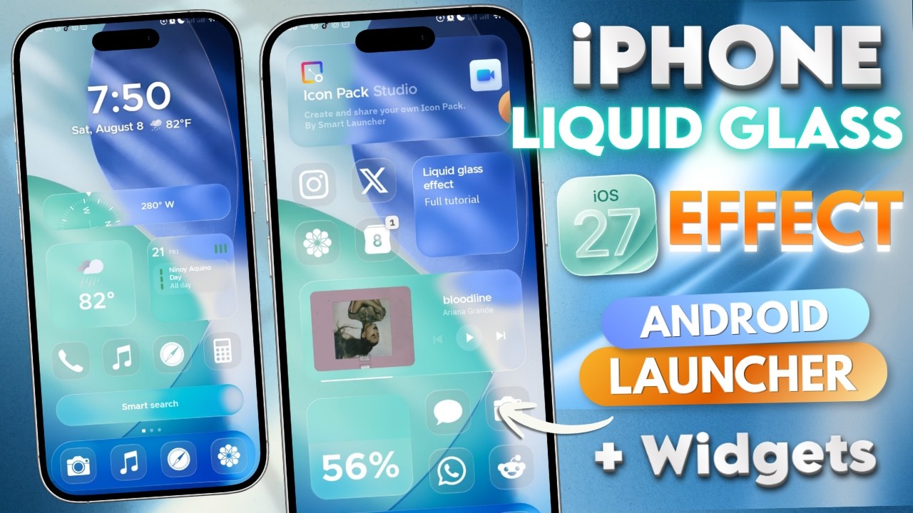 Лаунчер с эффектом жидкого стекла в стиле iPhone на любой Android + виджеты iOS