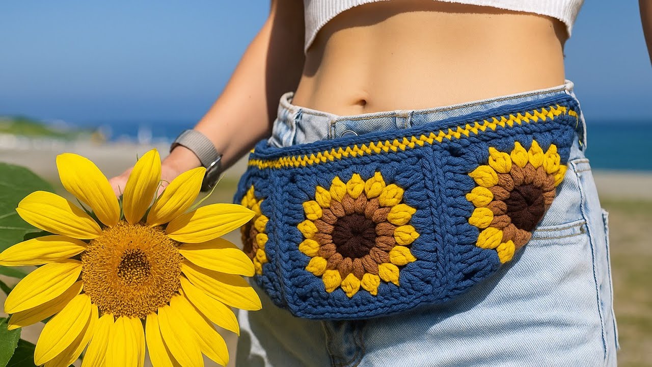 How to Crochet for beginners😱😱!easy crochet tops for beginners Toturial/flower bum bag