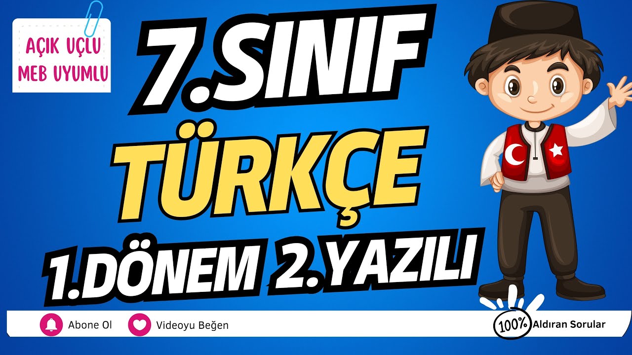 7. Sınıf TÜRKÇE 1. Dönem 2. Yazılı Açık Uçlu Yeni (%99 Çıkabilir 😊)