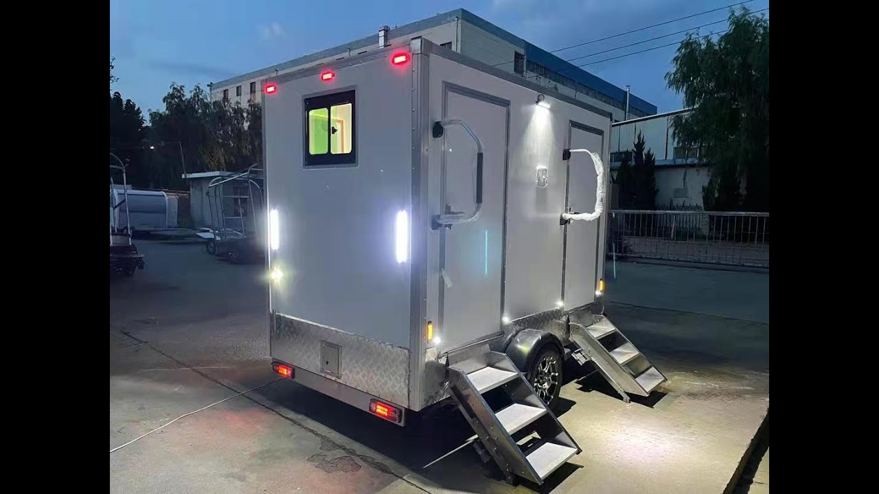 2 stall mobile toilet trailer