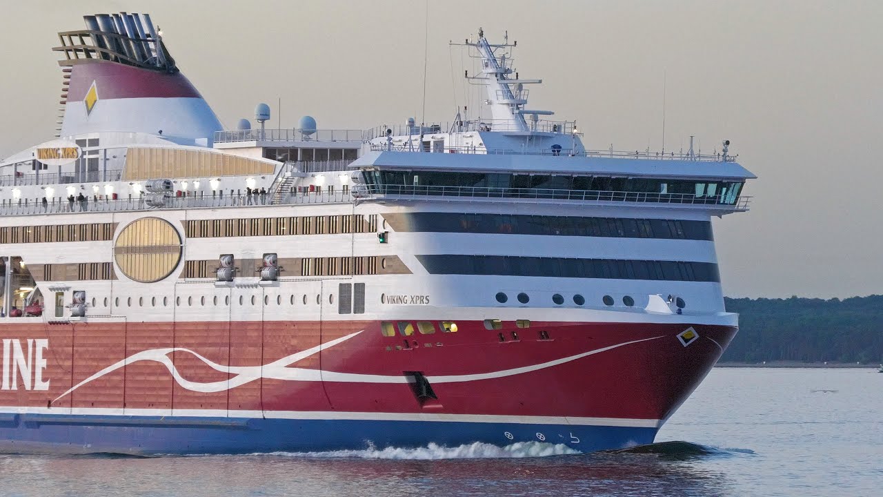 Viking XPRS Arrive to Tallinn, Estonia. View From The Cruise Terminal Promenade.