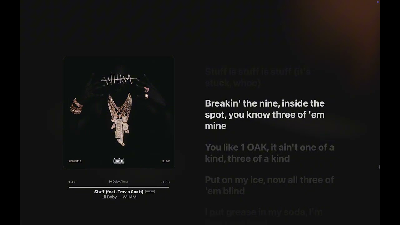 Lil Baby - Stuff (Lyrics) (feat. Travis Scott)