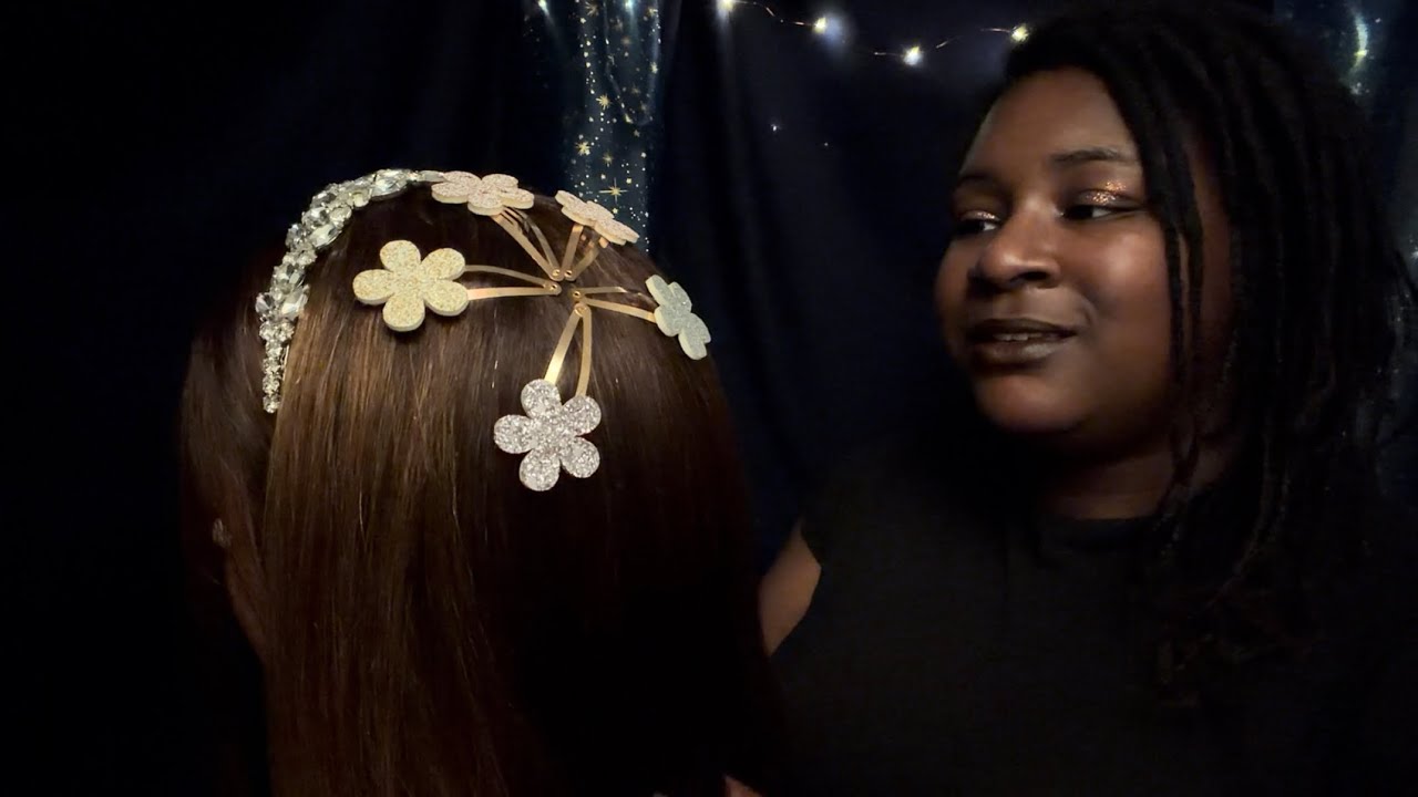 ASMR your aunt comforts you and does your hair on Thanksgiving (brushing, hair play, accessories)