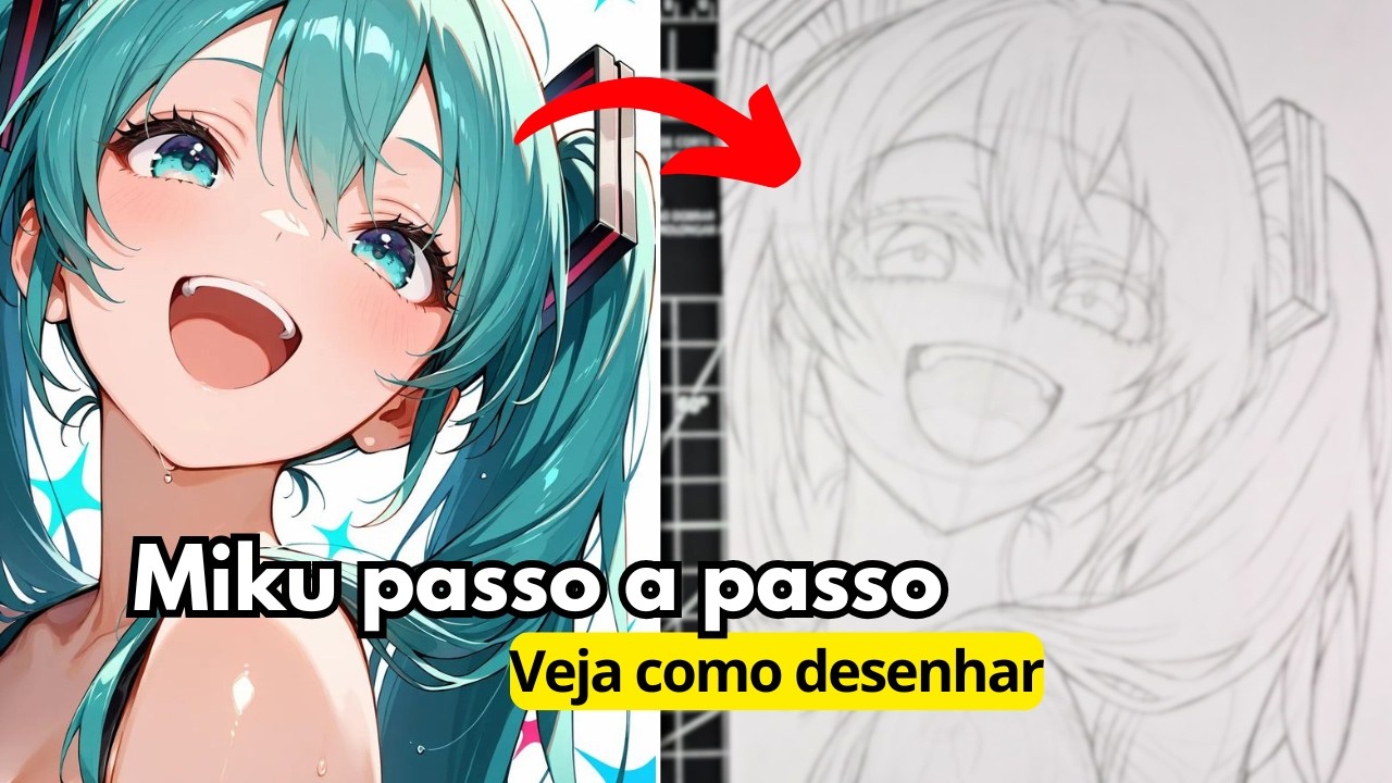 Como desenhar Rosto da Miku sem Errar (Desenhando Rosto Passo a Passo)