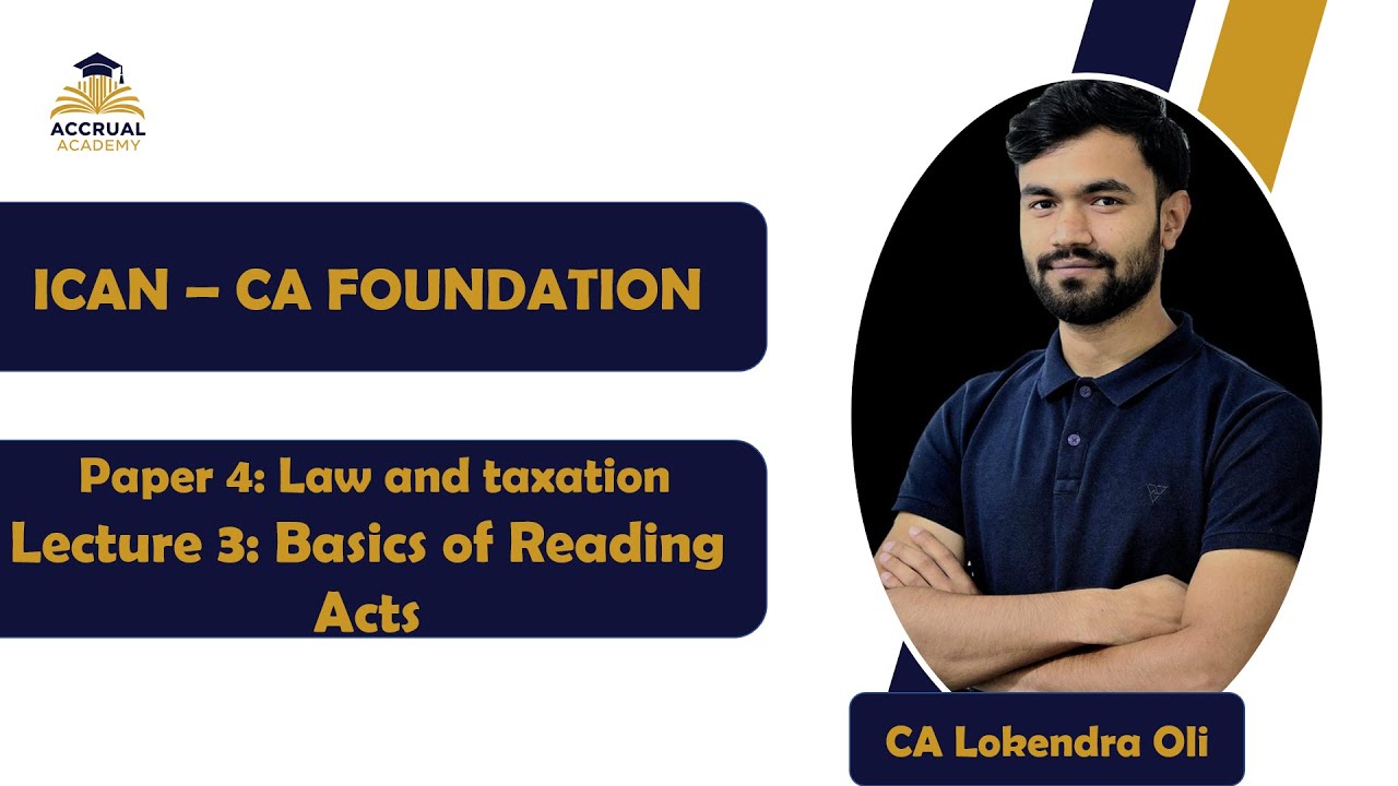 ICAN - CA Foundation | Law Lecture 3 | Basics of reading any acts | Most Important video |