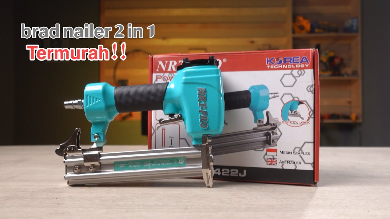 1 alat 2 fungsi!! bisa paku lurus & staples - PAKU TEMBAK ANGIN NRT PRO F30+422J AIR NAILER