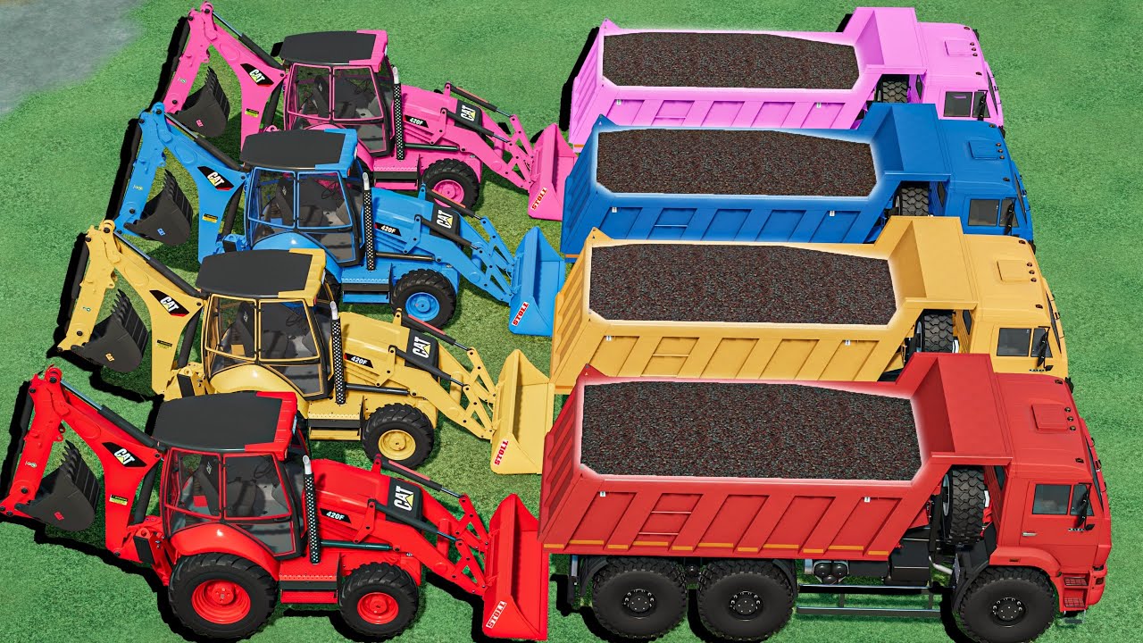 Work with Colors - Olives LOAD WORK with CAT Backhoe Loaders - Farming Simulator 22