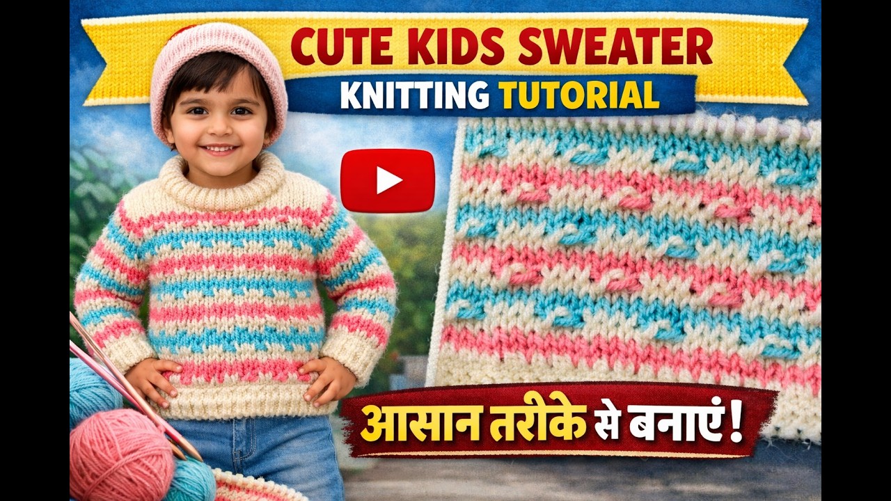 Knitting Tutorial/cute kids Sweater/आसान तारीख से बने खुबसूरत डिजाइन