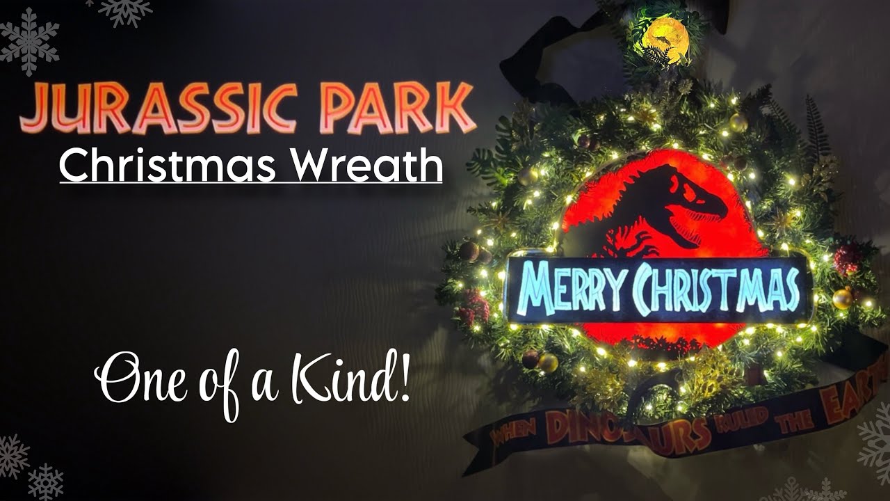 Unique JURASSIC PARK Christmas Wreath Tutorial. Handmade Mosquito in Amber, Raptor Claw & more!
