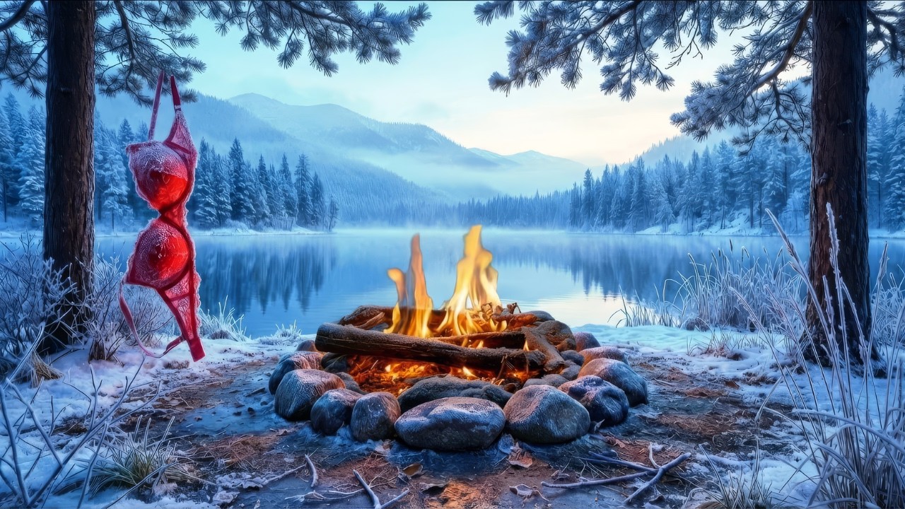 😴❄️ Sleep Fast by the Warm Campfire 🔥 Quiet Winter Lakeside Ambience