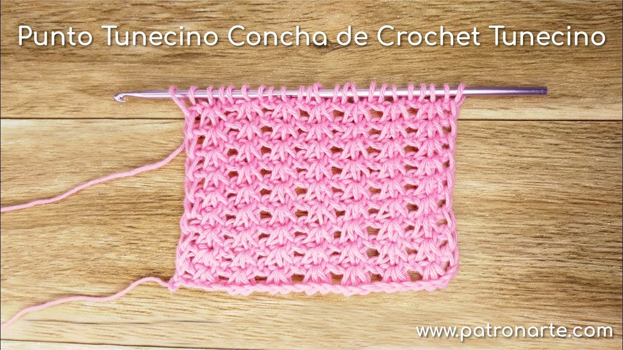 Punto Tunecino Concha de Crochet Tunecino Paso a Paso con Aumentos y Disminuciones incluidos