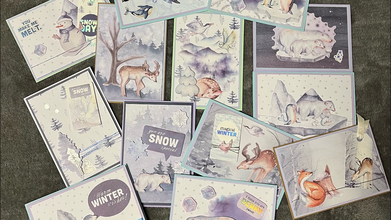 💜#Papercraft Set Action #viele Karten aus einem Action-Set #Winterliche Karten #Weihnachtskarten 💜
