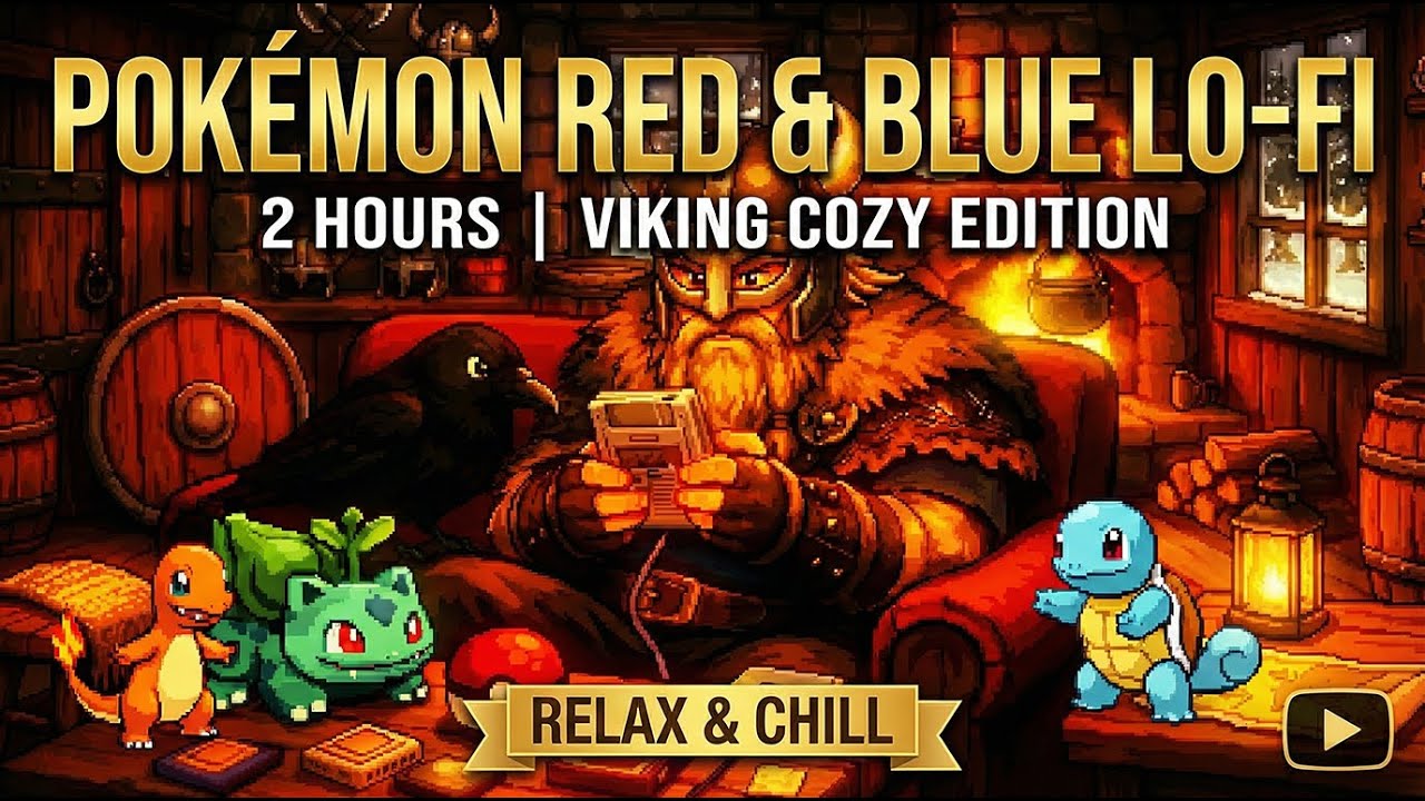 Pokémon Red & Blue LoFi Mix (Viking Cozy Edition) | Kanto Campfire Beats for Study / Relax NordByte