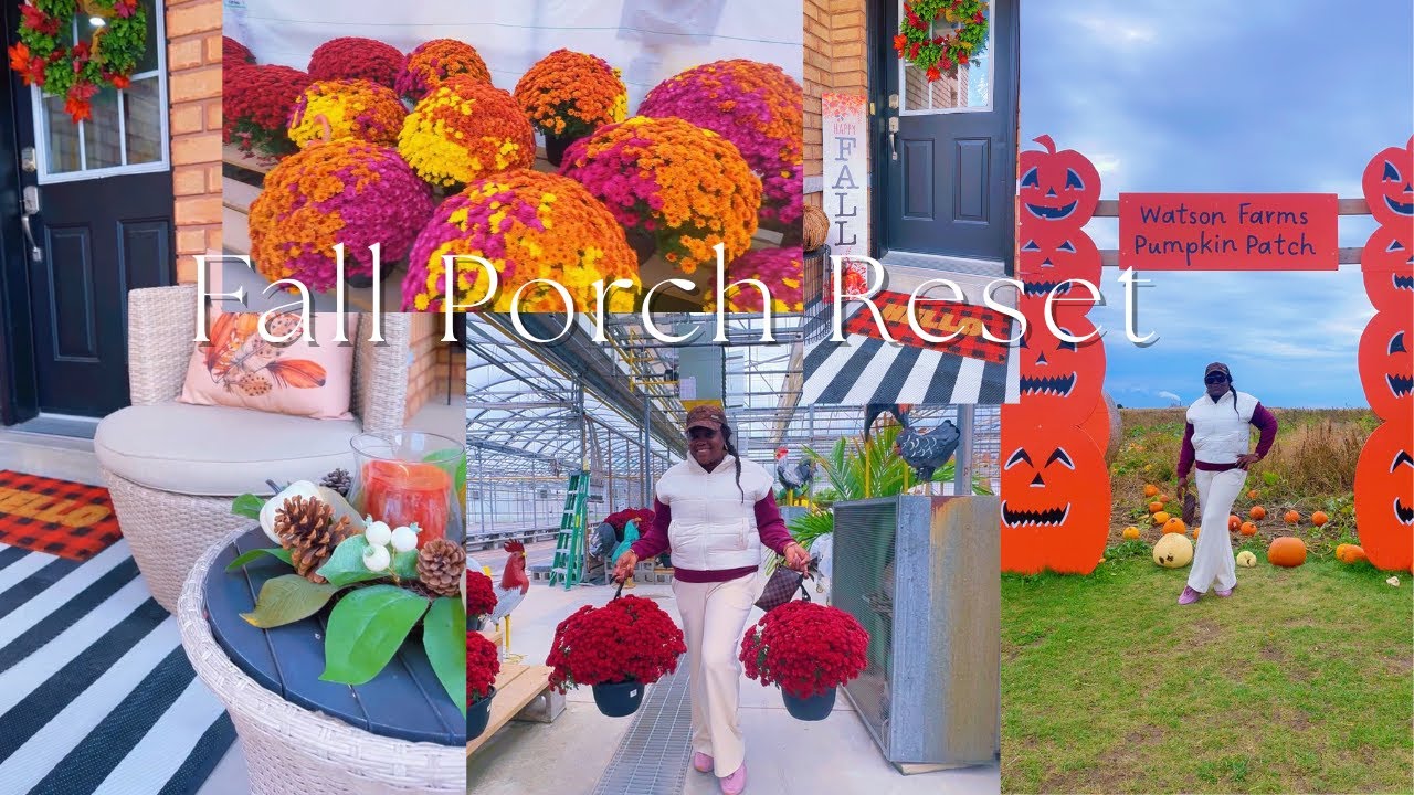 🍑🍁SIMPLE FALL FRONT PORCH RESET ||  DIY WREATH | FALL DECORATED WITH ME 2025 🍂🍁 | FLOWERS SHOPPING🎃