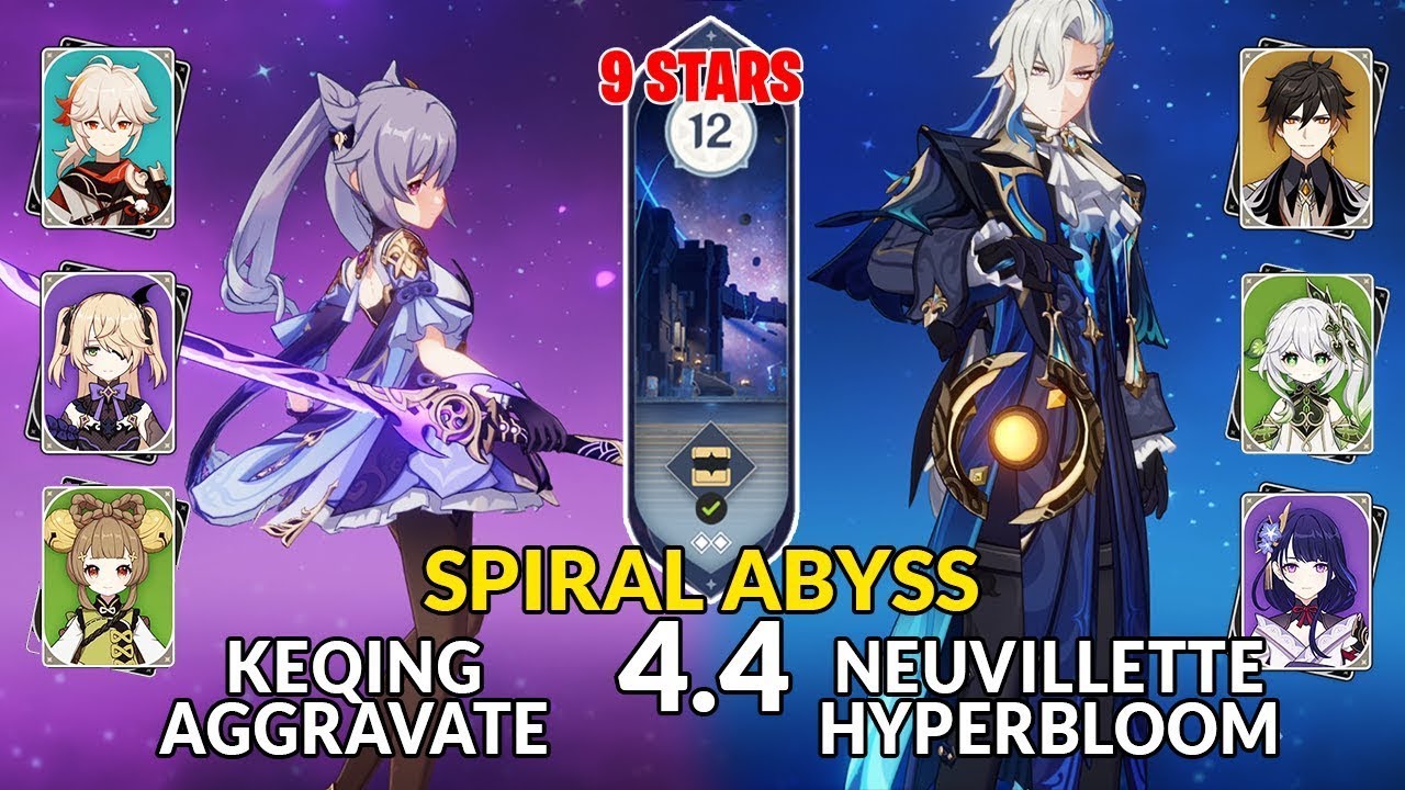 New 4.4 Spiral Abyss│Keqing Aggravate & Neuvillette Hyperbloom | Floor 12 - 9 Stars | Genshin Impact