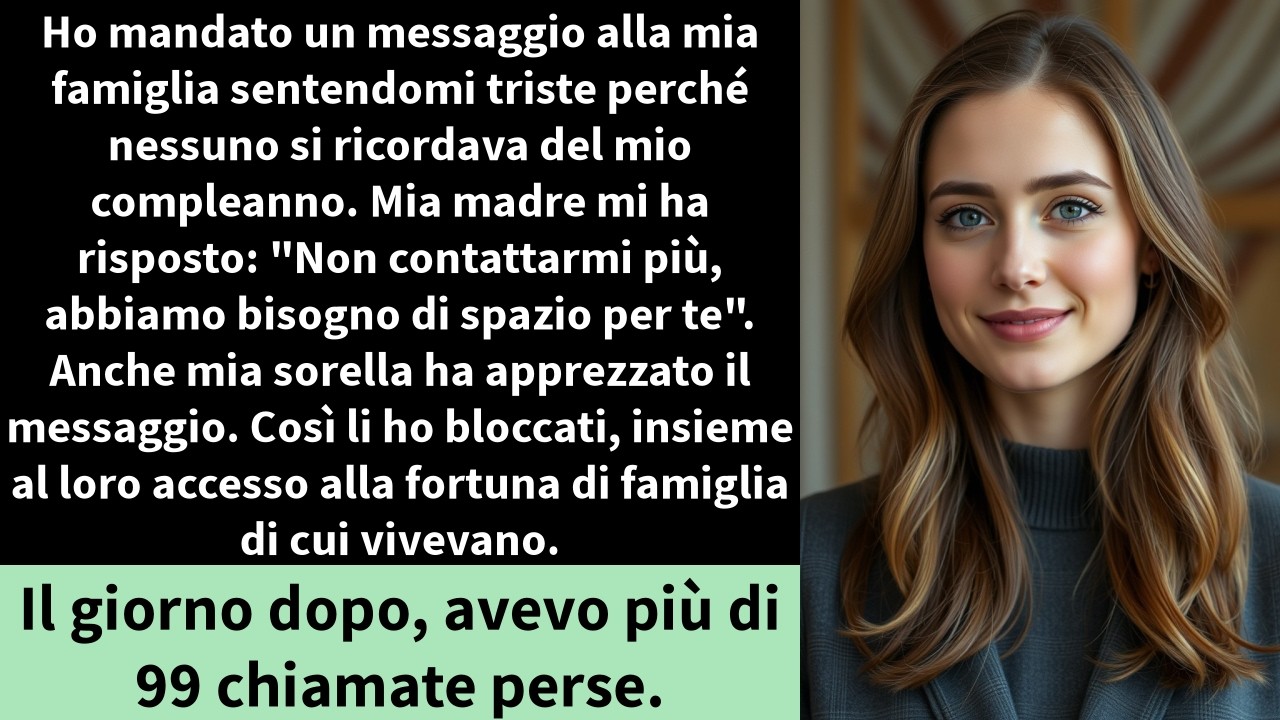 Ho mandato un messaggio alla mia famiglia sentendomi triste perché nessuno si ricordava del mio